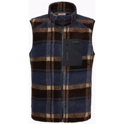 Varg M Funäs Pile Vest Earthy Blue Check