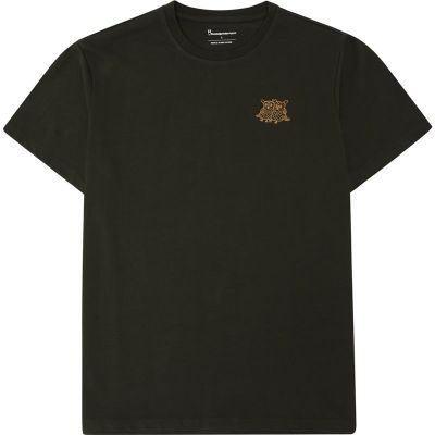 KnowledgeCotton Apparel Regenerative Organic Cotton Chest Embroidery T-Shirt GOTS Forrest Night