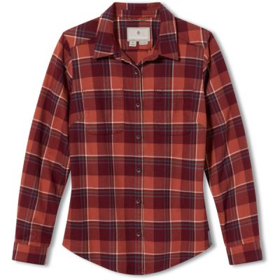 Royal Robbins Lieback Organic Cotton Flannel L/s - Burnt Grape Timber Cove Pld - Naiset - L - Partioaitta