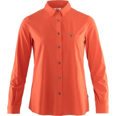 Fjällräven Övik Lite Shirt Ls W - Rowan Red - Naiset - S - Partioaitta, kuva 1 / 1