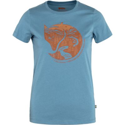 Fjällräven Arctic Fox Print T-shirt W - Dawn Blue-terracotta Brown - Naiset - S - Partioaitta