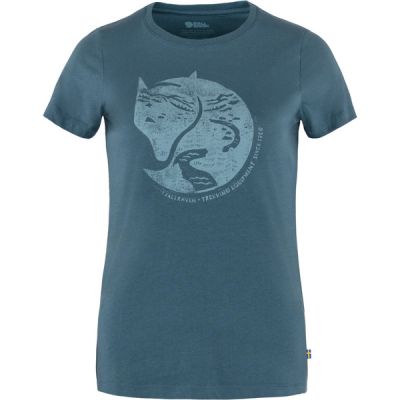 Fjällräven Arctic Fox Print T-shirt W - Indigo Blue - Naiset - XS - Partioaitta