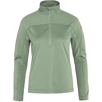 Fjällräven Abisko Lite Fleece Half Zip W - Misty Green - Naiset - XXS - Partioaitta