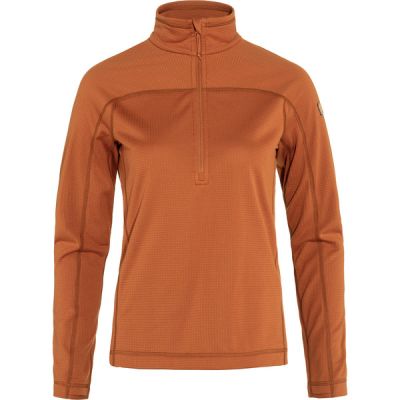 Fjällräven Abisko Lite Fleece Half Zip W - Terracotta Brown - Naiset - XXS - Partioaitta