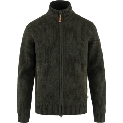 Fjällräven Övik Zip Cardigan Knit M - Dark Olive - Miehet - XS - Partioaitta, kuva 1 / 1