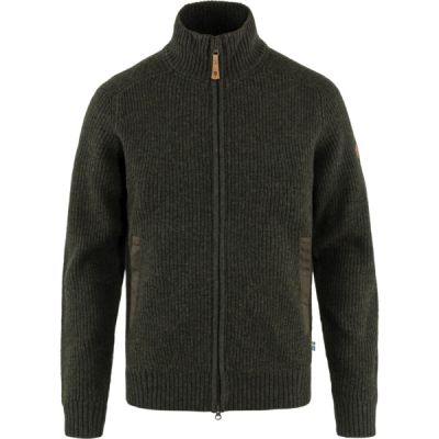 Fjällräven Övik Zip Cardigan Knit M - Dark Olive - Miehet - L - Partioaitta