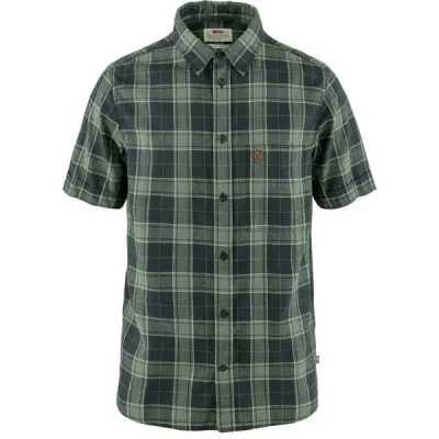 Fjällräven Övik Travel Shirt Ss M - Dark Navy-patina Green - Miehet - S - Partioaitta, kuva 1 / 1