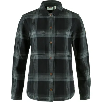 Fjällräven Singi Flannel Overshirt W - Black-iron Grey - Naiset - XL - Partioaitta, kuva 1 / 1