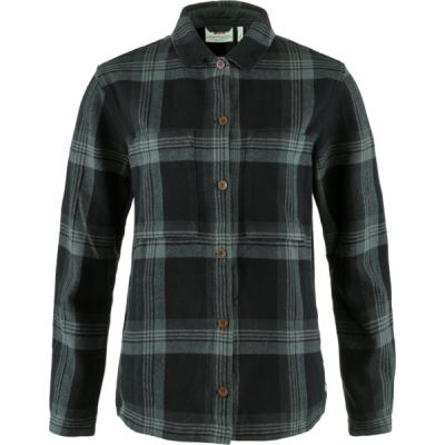 Fjällräven Singi Flannel Overshirt W - Black-iron Grey - Naiset - XXS - Partioaitta | Alk. 209,00 €