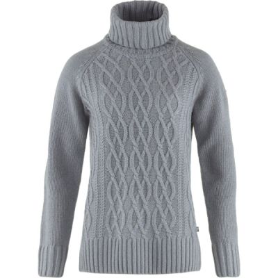 Fjällräven Övik Cable Knit Roller Neck W - Flint Grey - Naiset - XL - Partioaitta