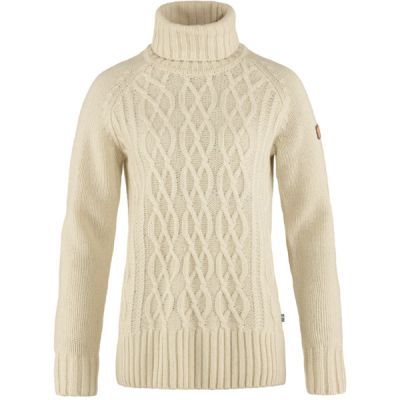 Fjällräven Övik Cable Knit Roller Neck W - Chalk White - Naiset - XS - Partioaitta