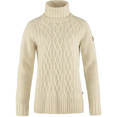 Fjällräven Övik Cable Knit Roller Neck W - Chalk White - Naiset - XS - Partioaitta, kuva 1 / 1