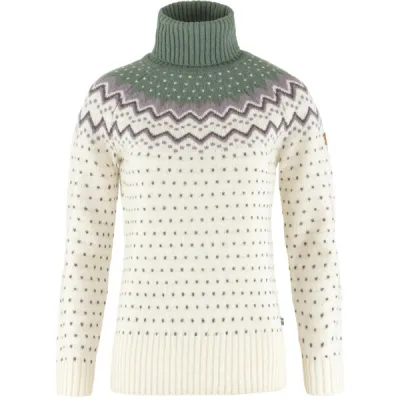 Fjällräven Övik Knit Roller Neck W - Chalk White-patina Green - Naiset - XS - Partioaitta, kuva 1 / 1