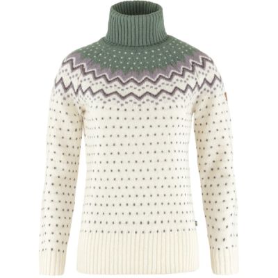 Fjällräven Övik Knit Roller Neck W - Chalk White-patina Green - Naiset - L - Partioaitta