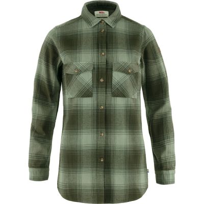 Fjällräven Övik Twill Shirt Ls W - Deep Forest-patina Green - Naiset - M - Partioaitta