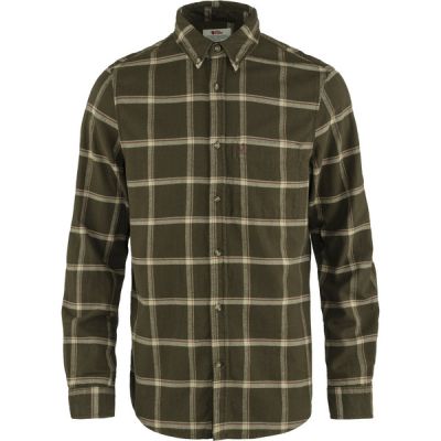 Fjällräven Övik Comfort Flannel Shirt M - Dark Olive-sand Stone - Miehet - S - Partioaitta