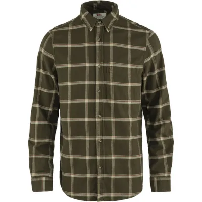 Fjällräven Övik Comfort Flannel Shirt M - Dark Olive-sand Stone - Miehet - S - Partioaitta, kuva 1 / 1