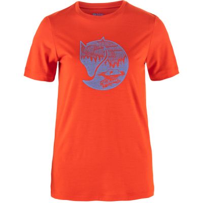 Fjällräven Abisko Wool Fox Ss W - Flame Orange-ultramarine - Naiset - M - Partioaitta