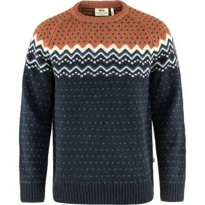 Fjällräven Övik Knit Sweater M - Dark Navy-terracotta Brown - Miehet - M - Partioaitta, kuva 1 / 1