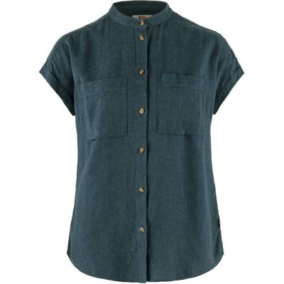 Fjällräven Övik Hemp Shirt Ss W - Mountain Blue - Naiset - XL - Partioaitta