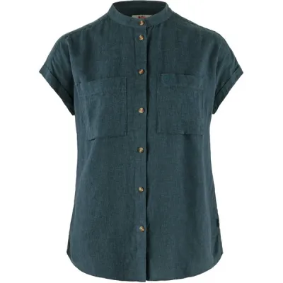 Fjällräven Övik Hemp Shirt Ss W - Mountain Blue - Naiset - XL - Partioaitta, kuva 1 / 1