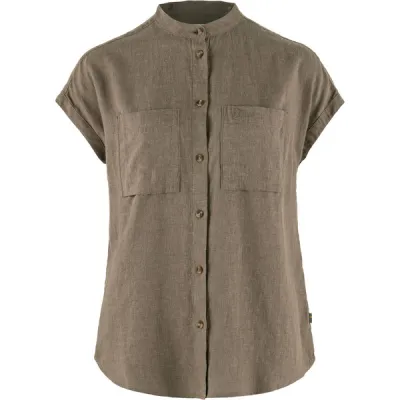 Fjällräven Övik Hemp Shirt Ss W - Suede Brown - Naiset - L - Partioaitta, kuva 1 / 1