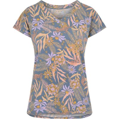 Sherpa Neha V-neck Tee - Haze Tiger Floral - Naiset - S - Partioaitta