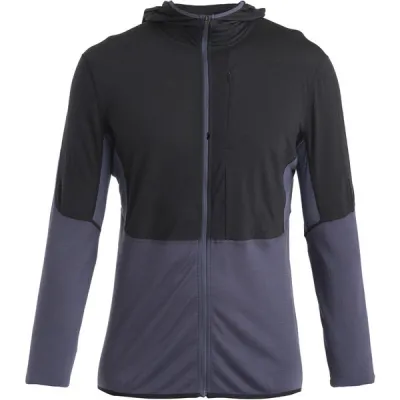 Icebreaker Men Merino 200 Realfleece Descender Ls Zip Hoodie - Black/graphite/colorblock - Miehet - L - Partioaitta, kuva 1 / 1