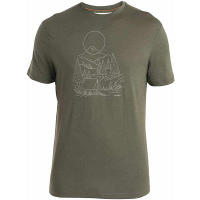 Icebreaker Men Merino 150 Tech Lite Iii Ss Tee Sunset Camp - Loden - Miehet - L - Partioaitta