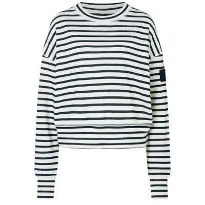 Supernatural W Krissini Stripe Bio Sweater - Fresh White/navy Stripe - Naiset - L - Partioaitta, kuva 1 / 1