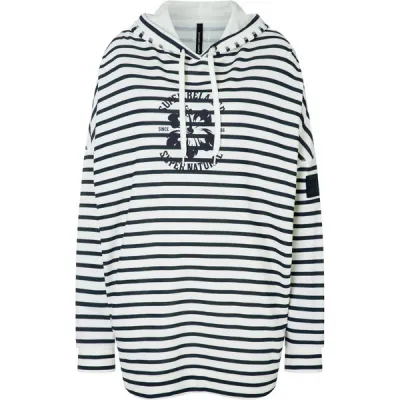 Supernatural W Feel Good Stripe Hibiskus Bio Hoodie - Stripe/salute - Naiset - M - Partioaitta, kuva 1 / 1