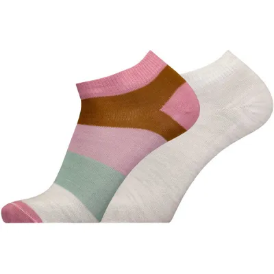 Sukkamestarit Merinovillasukat Sneaker 2-pack - Multiraita Pinkki-karamelli-wh - Unisex - 35-38 - Partioaitta, kuva 1 / 1