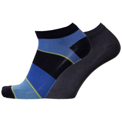 Sukkamestarit Merinovillasukat Sneaker 2-pack - Multiraita Leveä Ja Ohut Sinin - Unisex - 47-49 - Partioaitta