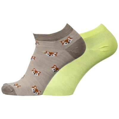 Sukkamestarit Merinovillasukat Sneaker 2-pack - Kettu Sand Lime - Unisex - 43-46 - Partioaitta