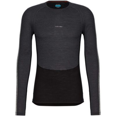 Icebreaker M 125 Zoneknit Ls Crewe - Jet Hthr/black/metro Hthr/colo - Miehet - M - Partioaitta