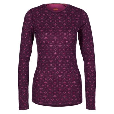 Icebreaker W Merino 200 Oasis Ls Crewe First Snow - Nightshade/tempo/aop - Naiset - XL - Partioaitta