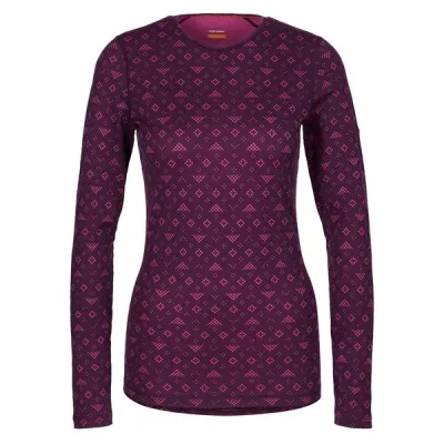 Icebreaker W Merino 200 Oasis Ls Crewe First Snow - Nightshade/tempo/aop - Naiset - S - Partioaitta, kuva 1 / 1