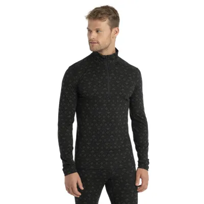 Icebreaker M Merino 200 Oasis Ls Half Zip First Snow - Black/loden/aop - Miehet - XL - Partioaitta, kuva 1 / 1