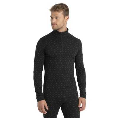 Icebreaker M Merino 200 Oasis Ls Half Zip First Snow - Black/loden/aop - Miehet - L - Partioaitta