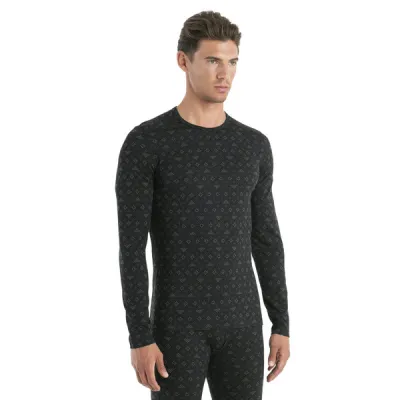 Icebreaker M Merino 200 Oasis Ls Crewe First Snow - Black/loden/aop - Miehet - XXL - Partioaitta, kuva 1 / 1