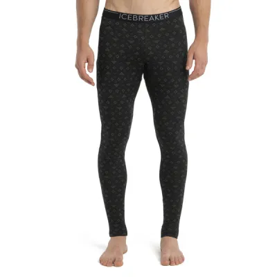 Icebreaker M Merino 200 Oasis Leggings First Snow - Black/loden/aop - Miehet - L - Partioaitta, kuva 1 / 1