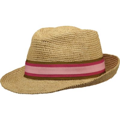 Salon Lakkitehdas Raffia Trilby Crochet - Natural-caramel-pink - Unisex - 59 - Partioaitta | Alk. 69,95 €