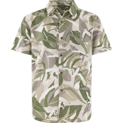 Sherpa Jangbu Short Sleeve Shirt - Sage Sarus Crane - Miehet - M - Partioaitta