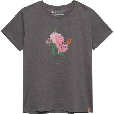 Tentree W Monarch Botanical T-shirt - Granite Grey Heather/cloud Whi - Naiset - L - Partioaitta