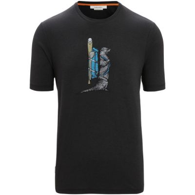 Icebreaker M Central Classic Ss Tee Otter Paddle - Black - Miehet - M - Partioaitta