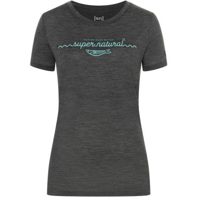 Supernatural W Marina Tee - Pirate Grey Melange/wasabi - Naiset - L - Partioaitta