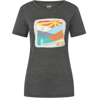 Supernatural W Mountain Art Tee - Pirate Grey Melange/various - Naiset - M - Partioaitta