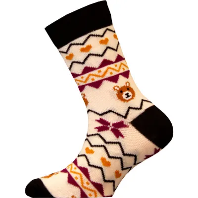 Sukkamestarit Merinovillasukat Kids - Fairisle Sydän Karhu Valk Mel - Unisex - 28-30 - Partioaitta, kuva 1 / 1