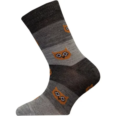 Sukkamestarit Merinovillasukat Kids - Raitapöllö Harmaa - Unisex - 28-30 - Partioaitta, kuva 1 / 1