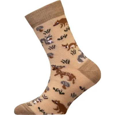 Sukkamestarit Merinovillasukat Kids - Metsä Eläimet Tatti Hiekka - Unisex - 34-36 - Partioaitta, kuva 1 / 1